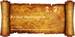 Kolba Henrietta névjegykártya